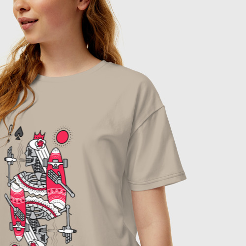 Женская футболка хлопок Oversize Lady of spades, цвет миндальный - фото 3