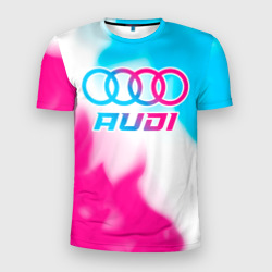 Мужская футболка 3D Slim Audi neon gradient style