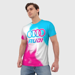 Мужская футболка 3D Audi neon gradient style - фото 2