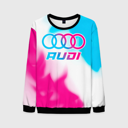 Мужской свитшот 3D Audi neon gradient style, цвет черный