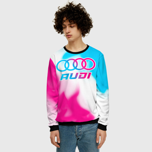 Мужской свитшот 3D Audi neon gradient style, цвет черный - фото 3