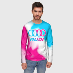 Мужской лонгслив 3D Audi neon gradient style - фото 2