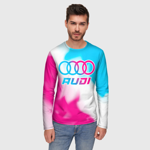 Мужской лонгслив 3D Audi neon gradient style, цвет 3D печать - фото 3