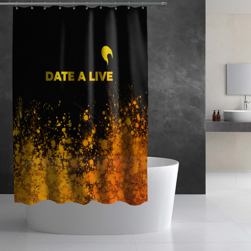 Штора 3D для ванной Date A Live - gold gradient: символ сверху - фото 2
