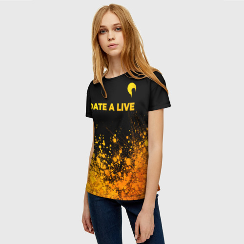 Женская футболка 3D с принтом Date A Live - gold gradient: символ сверху, фото на моделе #1