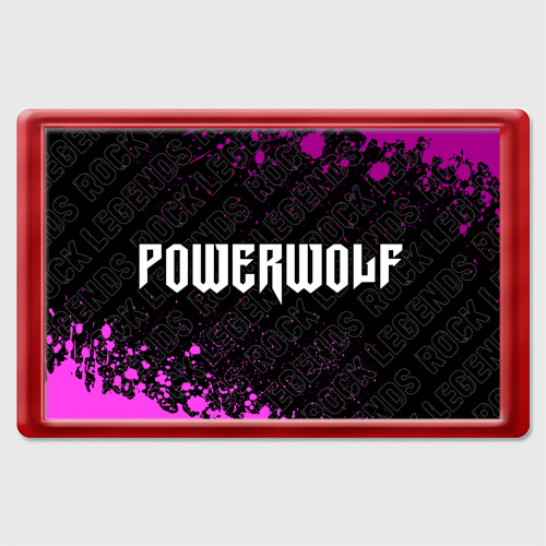 Магнит 45*70 с принтом Powerwolf rock Legends: надпись и символ, вид спереди №1