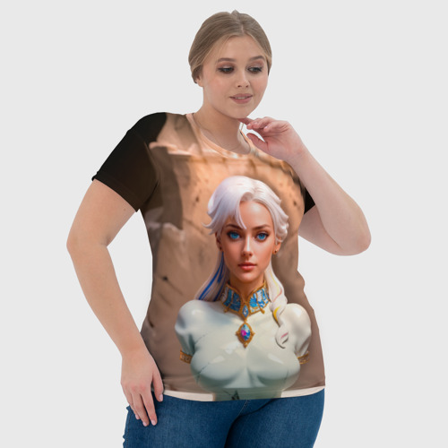 Женская футболка 3D Девушка блондинка мраморный бюст, цвет 3D печать - фото 6