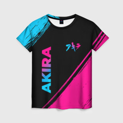 Женская футболка 3D Akira - neon gradient: надпись, символ