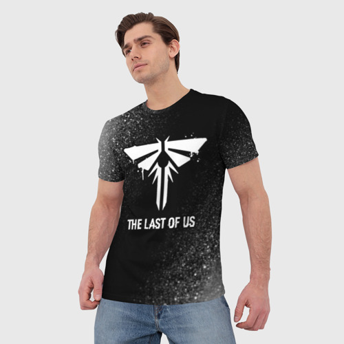 Мужская футболка 3D с принтом The Last Of Us glitch на темном фоне, фото на моделе #1