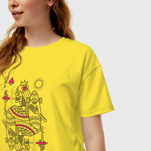 Женская футболка хлопок Oversize Lady of spades lineart, цвет желтый - фото 3