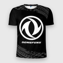 Мужская футболка 3D Slim Dongfeng Speed на темном фоне со следами шин
