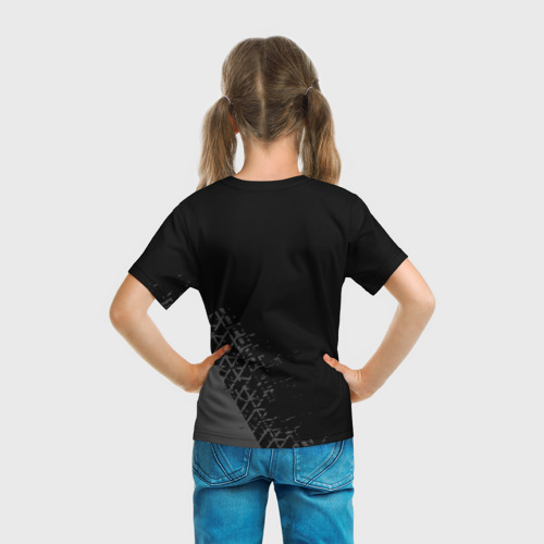 Детская футболка 3D Mitsubishi Speed на темном фоне со следами шин: надпись, символ, цвет 3D печать - фото 6