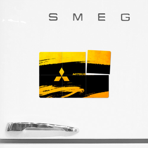 Магнитный плакат 3Х2 Mitsubishi - gold gradient: надпись и символ - фото 2