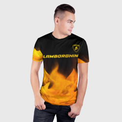 Мужская футболка 3D Slim Lamborghini - gold gradient: символ сверху - фото 2