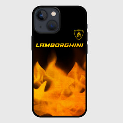 Чехол для iPhone 13 mini Lamborghini - gold gradient: символ сверху