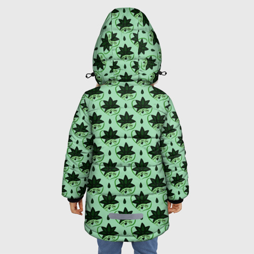 Зимняя куртка для девочек 3D с принтом Да мы можем текст и листья, вид сзади #2