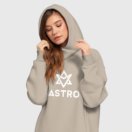 Платье-худи хлопок Astro logo, цвет миндальный - фото 3