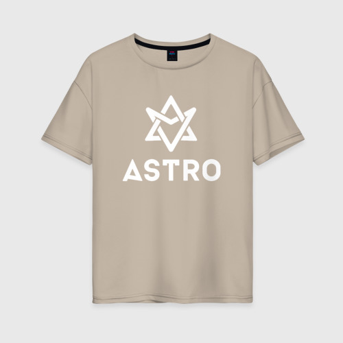 Женская футболка хлопок Oversize Astro logo, цвет миндальный