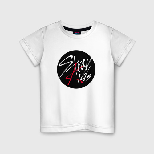 Детская футболка хлопок Stray Kids logo, цвет белый