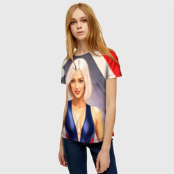 Женская футболка 3D Девушка блондинка в спортивном костюме - фото 2
