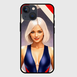 Чехол для iPhone 13 mini Девушка блондинка в спортивном костюме