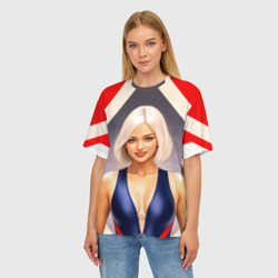 Женская футболка oversize 3D Девушка блондинка в спортивном костюме - фото 2