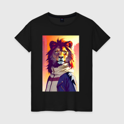 Женская футболка хлопок Cool lion - neural network
