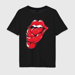 Мужская футболка хлопок Oversize The Rolling Stones tongue band