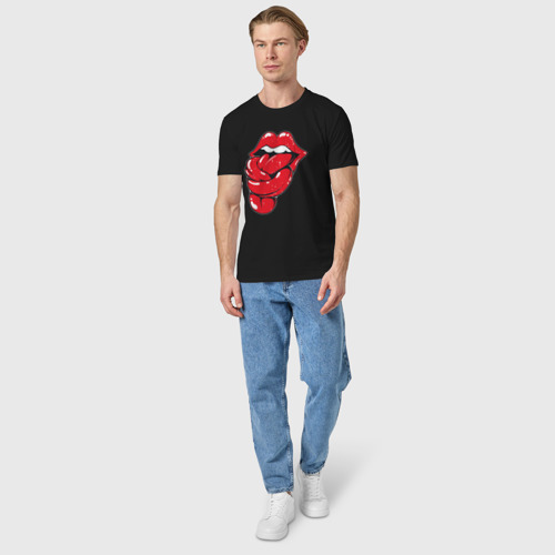 Мужская футболка хлопок The Rolling Stones tongue band, цвет черный - фото 5