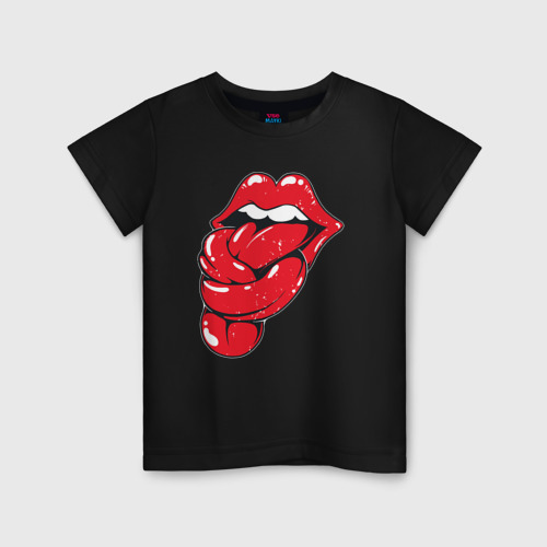 Детская футболка хлопок The Rolling Stones tongue band, цвет черный