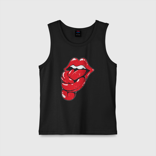 Детская майка хлопок The Rolling Stones tongue band, цвет черный