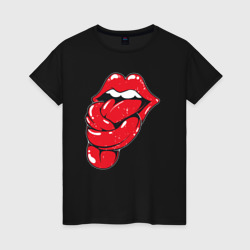 Женская футболка хлопок The Rolling Stones tongue band