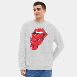 Мужской свитшот oversize без начеса хлопок The Rolling Stones tongue band - фото 2