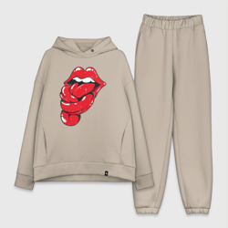 Женский костюм хлопок Oversize The Rolling Stones tongue band