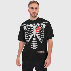 Мужская футболка oversize 3D Скелет с добрым сердцем - фото 2