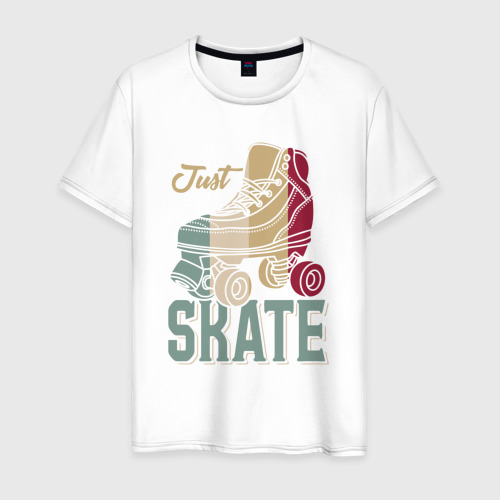 Мужская футболка из хлопка с принтом Just skate, вид спереди №1