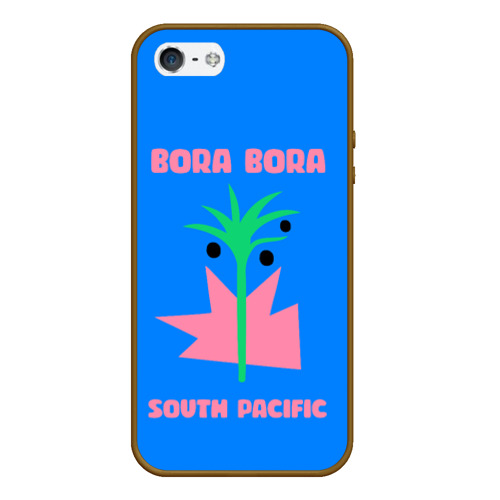 Чехол для iPhone 5/5S матовый Бора-Бора - Тихий океан, цвет коричневый