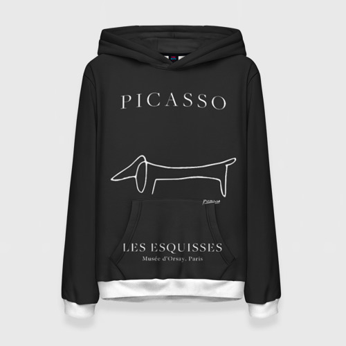 Женская толстовка 3D Собака на черном - Пабло Пикассо, цвет 3D печать