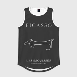 Мужская спортивная майка 3D Собака на черном - Пабло Пикассо