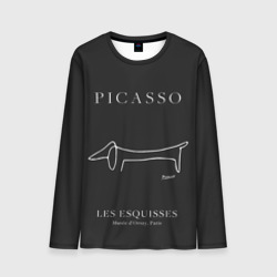 Мужской лонгслив 3D Собака на черном - Пабло Пикассо