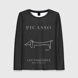 Женский лонгслив 3D Собака на черном - Пабло Пикассо
