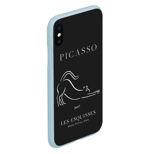 Чехол для iPhone XS Max матовый с принтом Кот на черном - Пабло Пикассо, вид сбоку #3