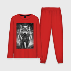 Мужская пижама с лонгсливом хлопок Шаман волк
