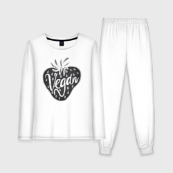 Женская пижама с лонгсливом хлопок Vegan strawberry