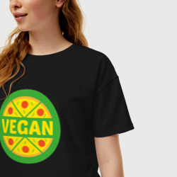 Женская футболка хлопок Oversize Vegan pizza - фото 2