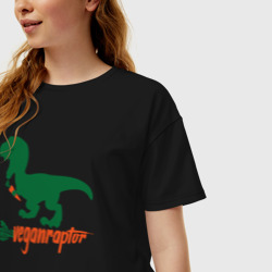 Женская футболка хлопок Oversize Veganraptor - фото 2