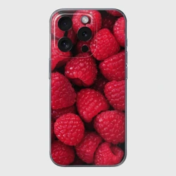 Чехол для iPhone 15 Pro Max силиконовый с защитой камеры Малина - паттерн