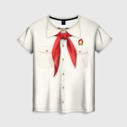 Женская футболка 3D Пионер с галстуком