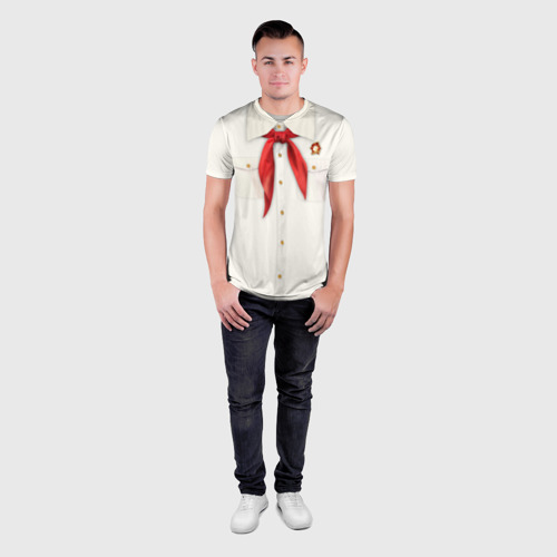 Мужская футболка 3D Slim Пионер с галстуком, цвет 3D печать - фото 4