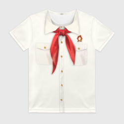 Женская футболка 3D Пионер с галстуком